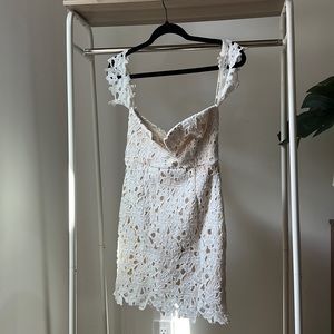 White and Nude Lace Dress from REVOLVE